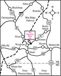 Map to The Mountain Rose Inn